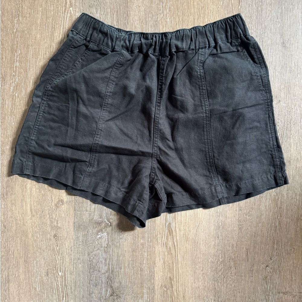 Madewell Black Linen Blend Elastic Waist Shorts